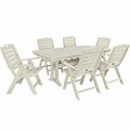 Polywood Nautical 7-Piece Sand Dining Set with 6 Folding Chairs and Nautical Trestle Table 633PWS2961SA